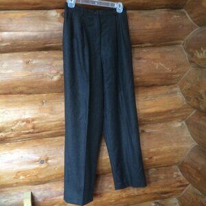 Ann Taylor Dark Gray 100% Wool High Rise Lined Retro 80s Trousers Size 10 Petite